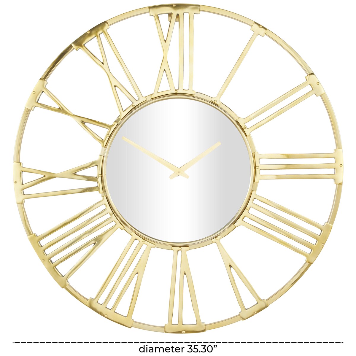 Aluminum Metal Geometric Open Frame Decorative Wall Clock with Glass Center - Silver or Gold - Roche River Decor