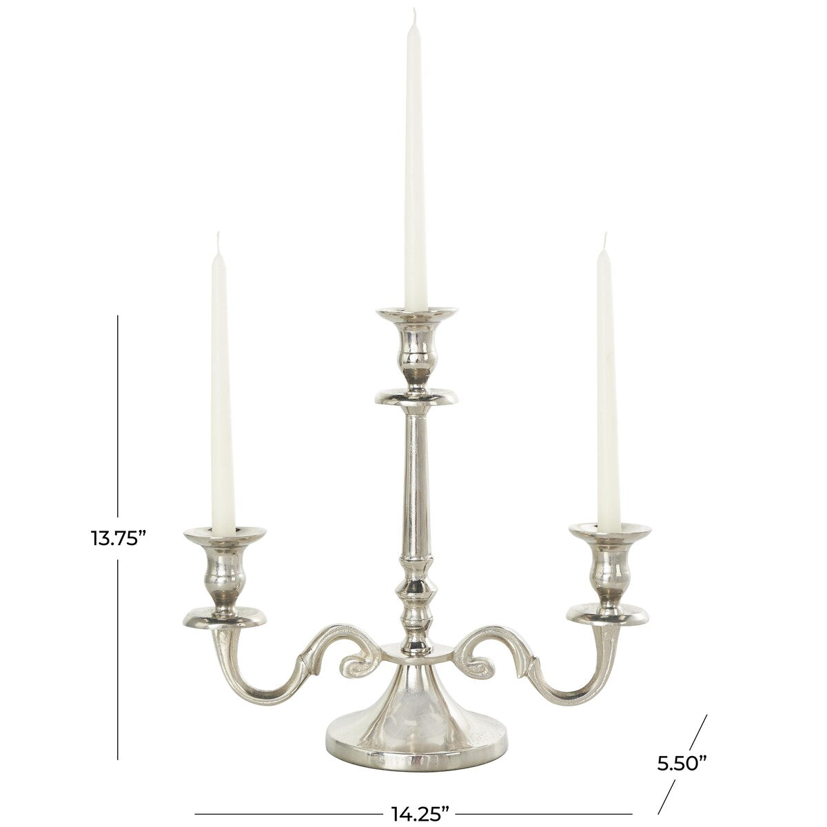 Aluminum Metal Scrolled Candelabra - Gold or Silver - The Novogratz