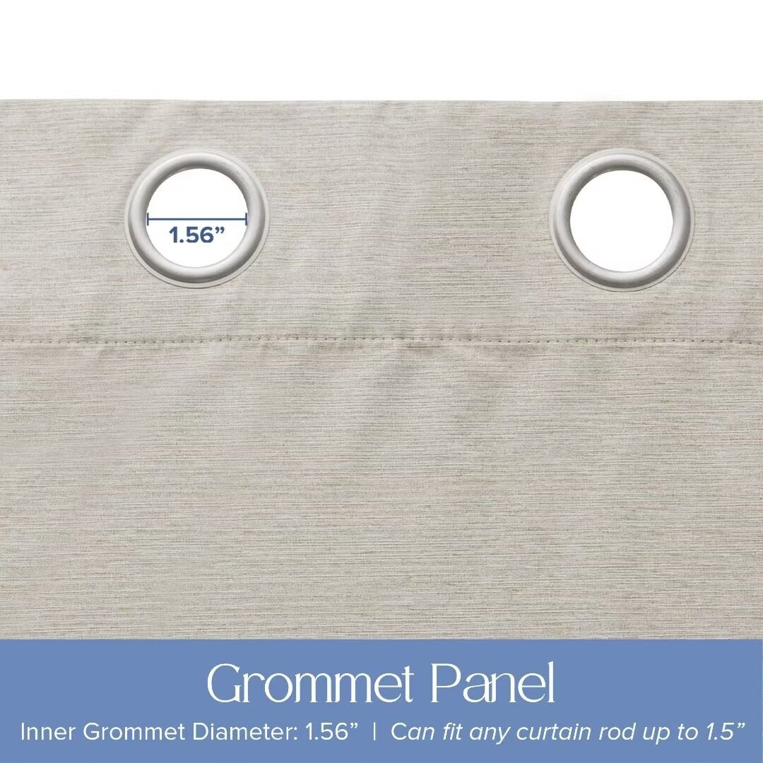 Blackout Brushed Textured Grommet Curtain Pair(2 Panels)