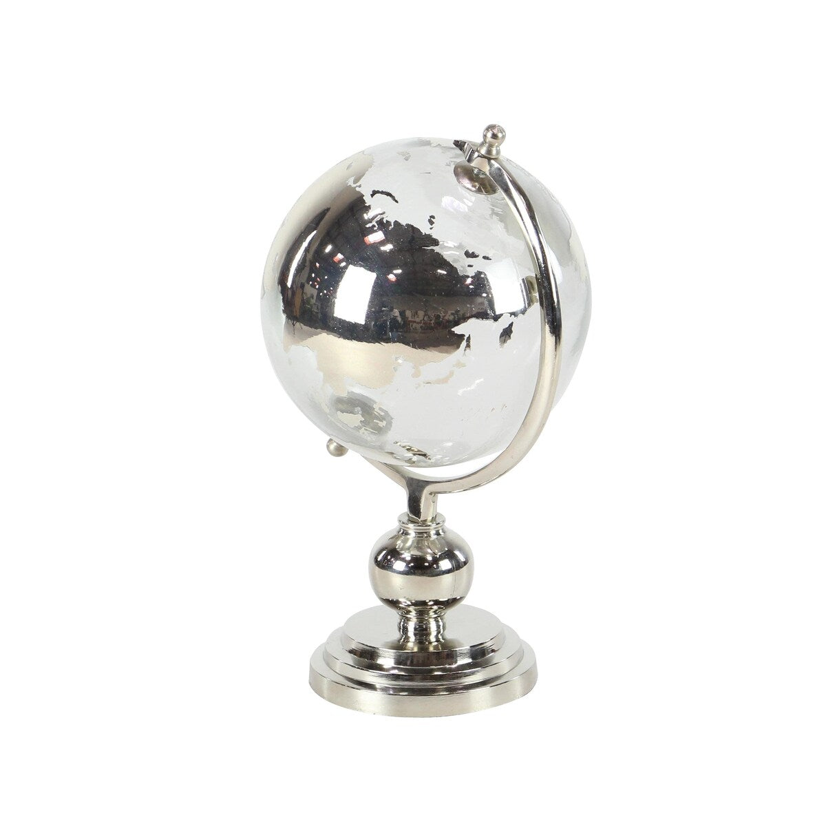 Aluminum Metal Globe with Tiered Base - Copper, Gold or Silver - Roche River Decor