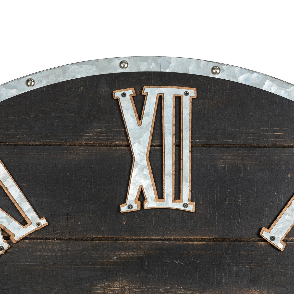 Glitzhome 28-inch Oversized Farmhouse Wooden and Galvanized Wall Clock