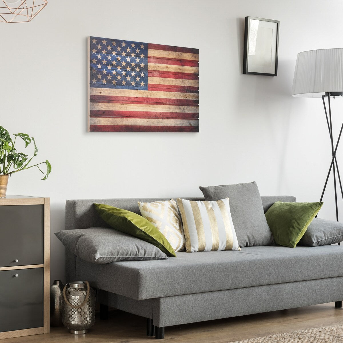 American Flag Solid Fir Wood Plank Wall Art