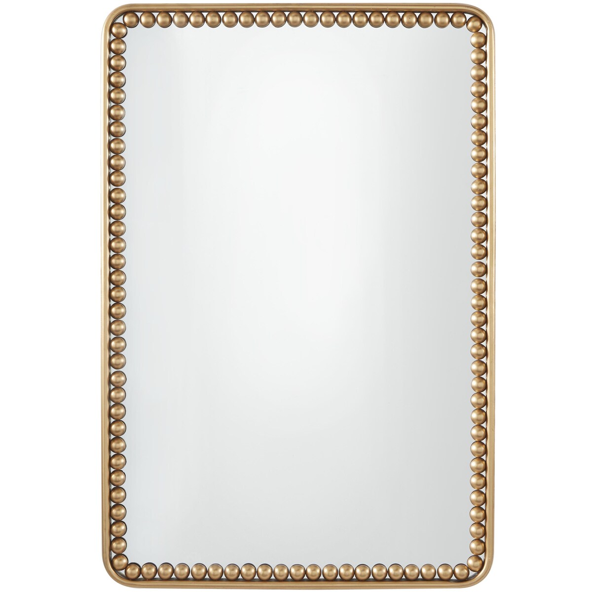 Metal Room Wall Mirror with Beaded Detailing - Gold - Roche River Decor