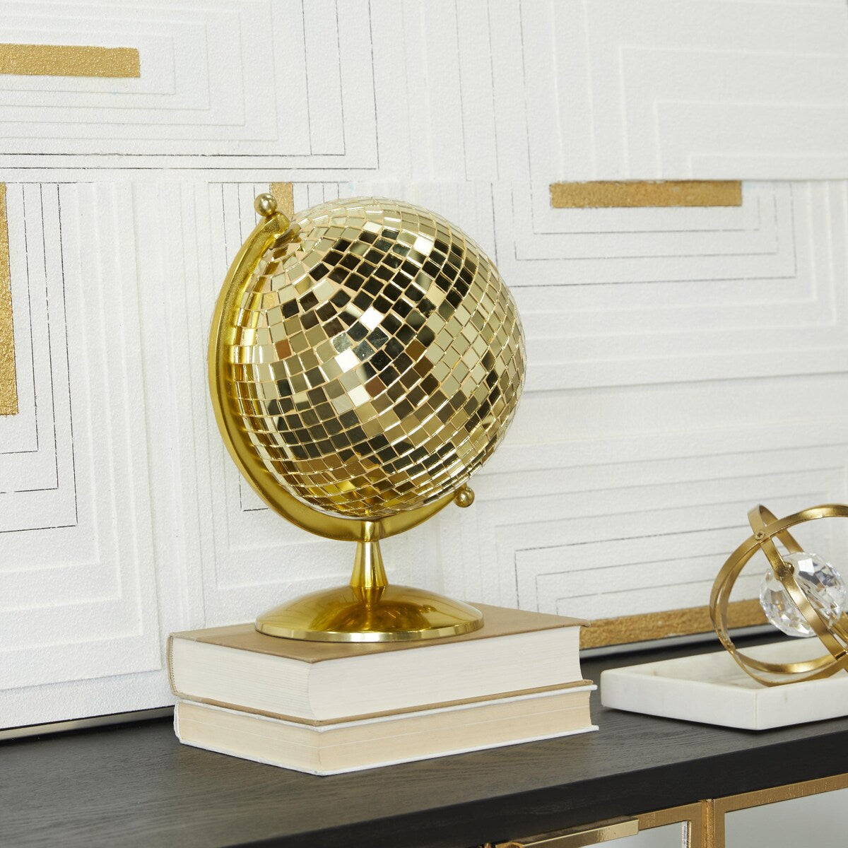 Stainless Steel Metal Disco Ball Style Globe - Silver or Gold - The Novogratz