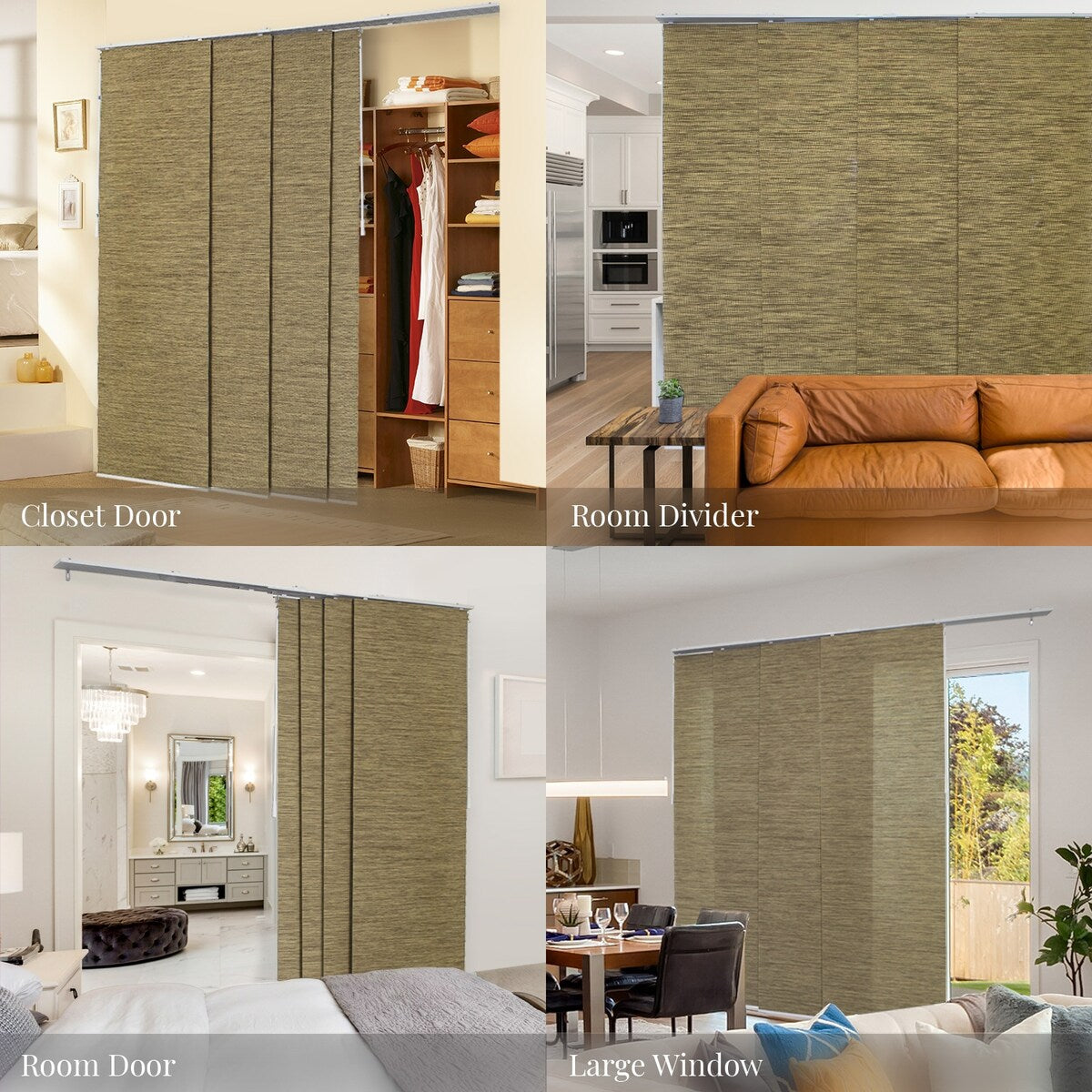 CHICOLOGY Adjustable Sliding Panels, 4-Rail Track, Vertical Blinds, Pation Door Curtain, Room Divider