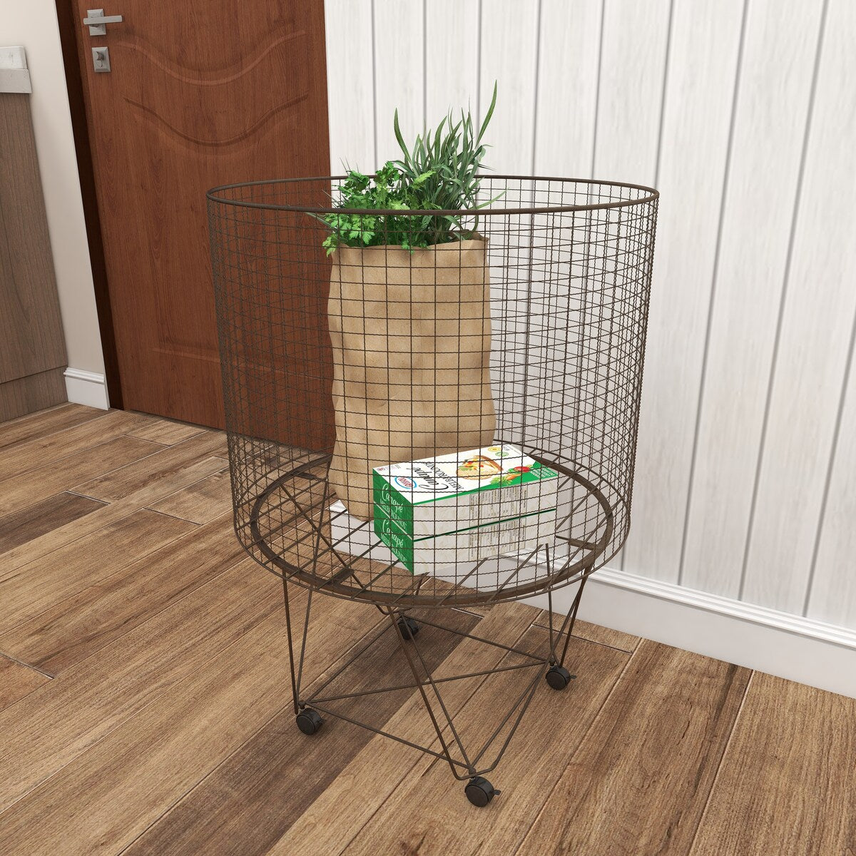 Metal Deep Set Wire Basket Storage Cart with Wheels - Bronze - Roche River Decor