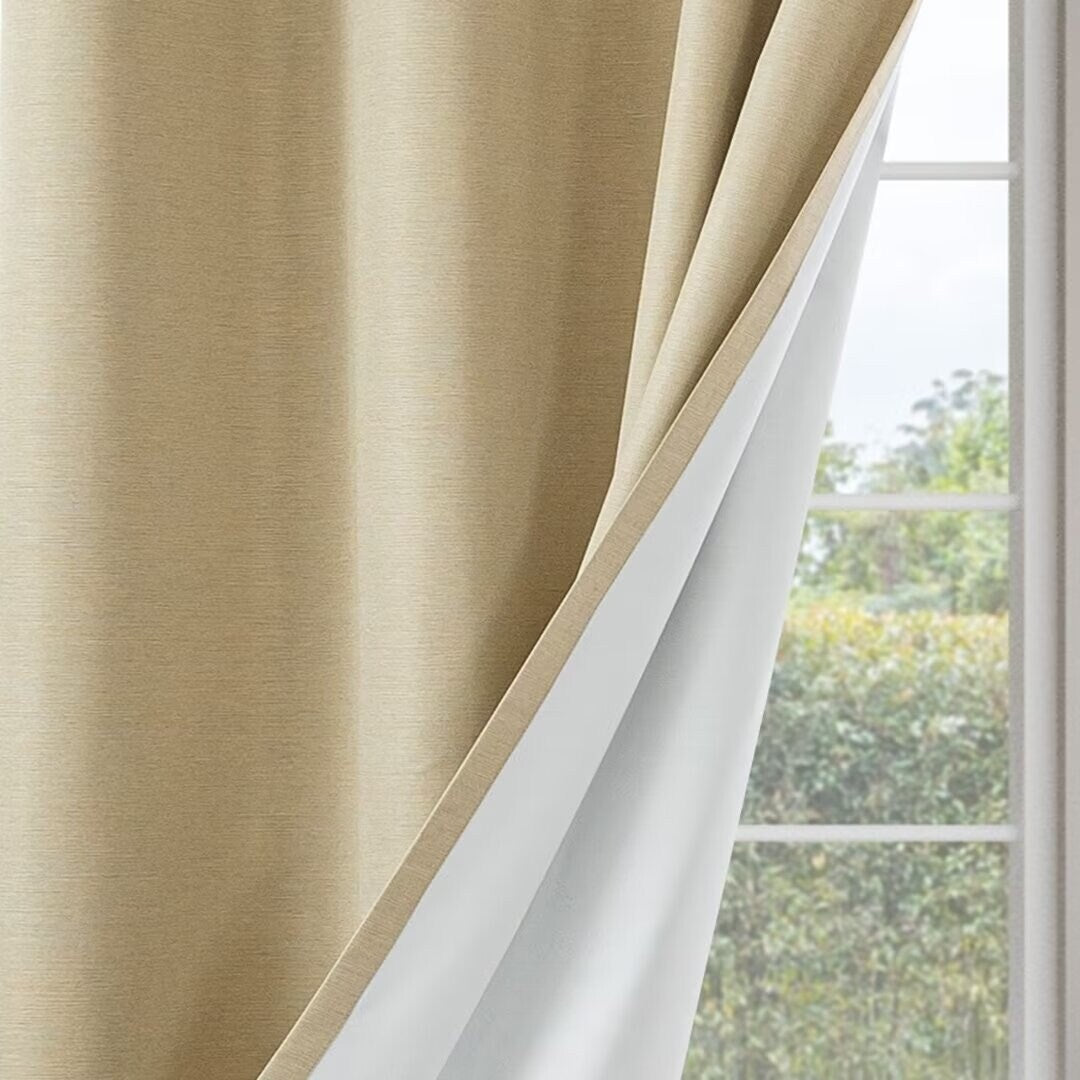 Blackout Brushed Textured Grommet Curtain Pair(2 Panels)