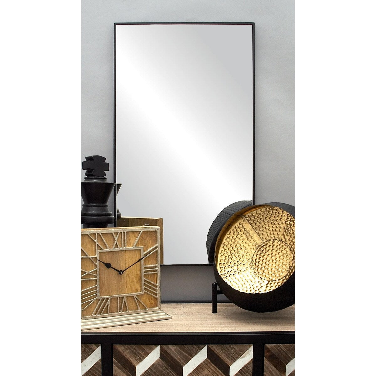 Wood Room Wall Mirror with Thin Minimalistic Frame - Black, White or Gold - Roche River Decor