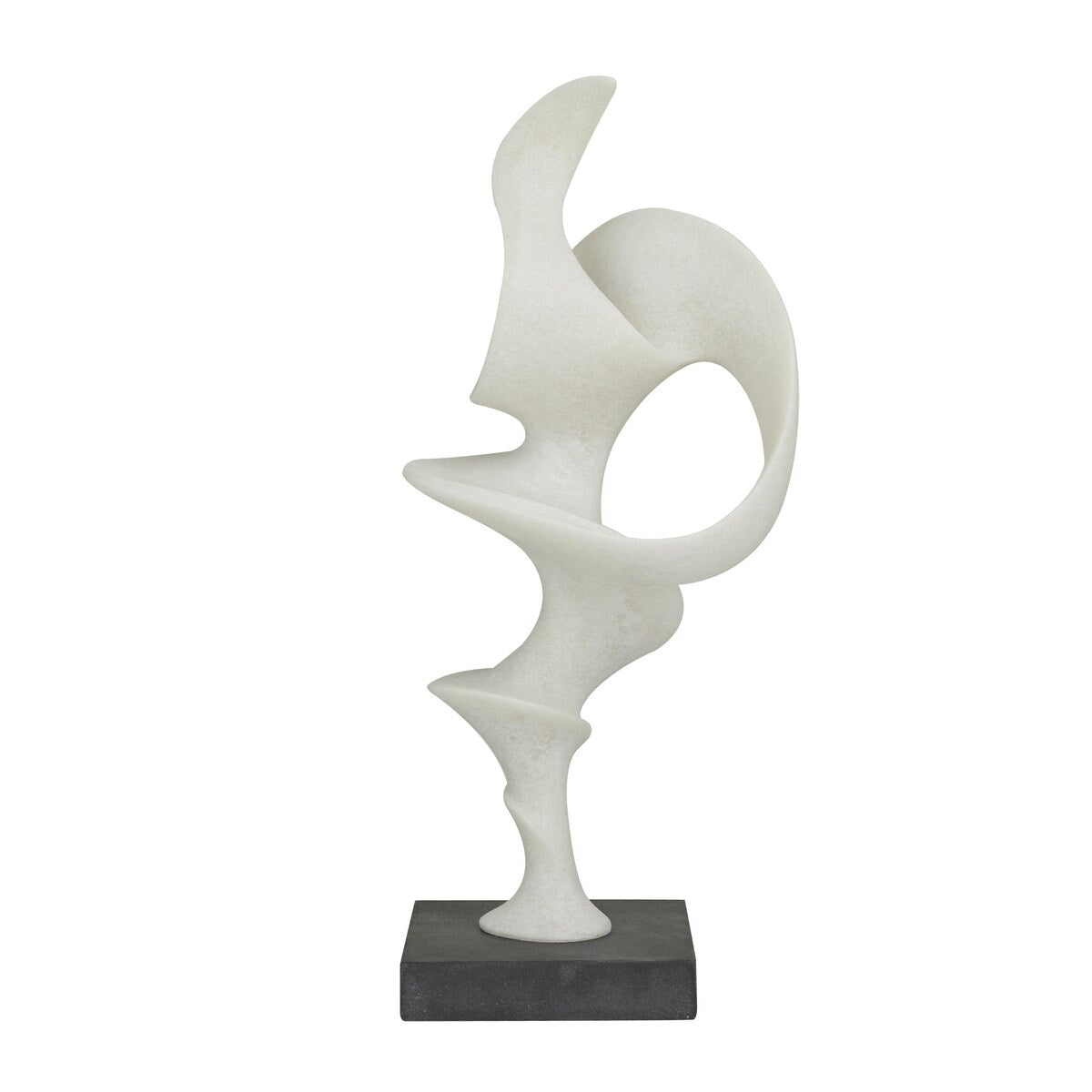 Polystone Abstract Decorative Sculpture with Black Base - White - Roche River Decor