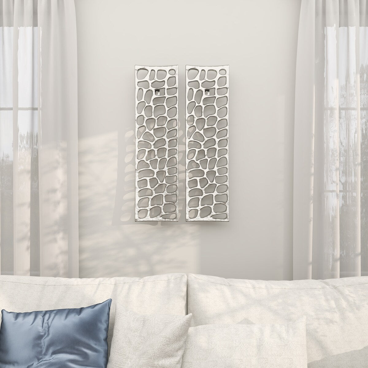 Aluminum Metal Abstract Cutouts Home Wall Decor - Set of 2 Silver - Roche River Decor