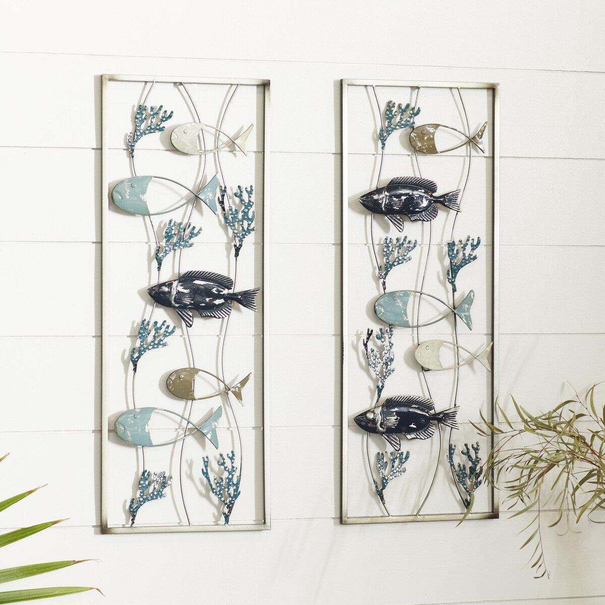 Metal Fish Home Wall Decor - Set of 2 Blue - Roche River Decor