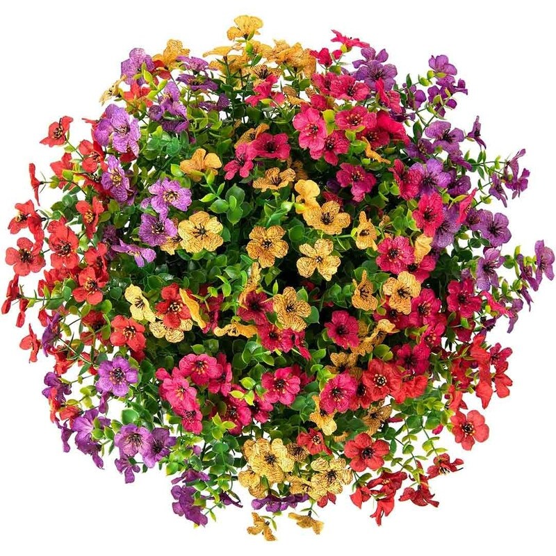 Artificial Fake Hanging Plants Flowers with Basket Outdoor Decor Faux Silk Daisy Flower Arrangements in Pot Planter