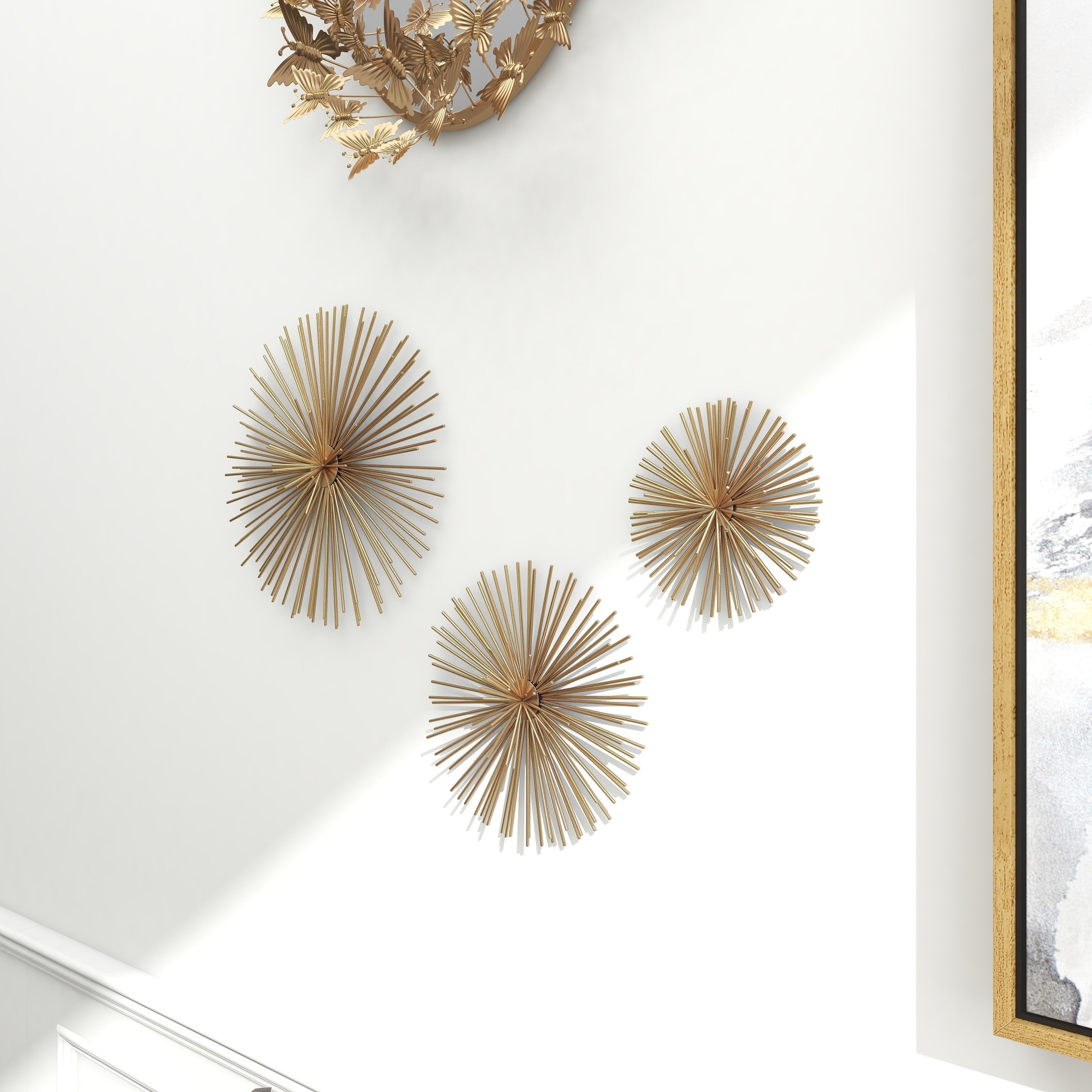 Metal Starburst 3D Home Wall Decor - Set of 3 Gold or Silver - CosmoLiving by Cosmopolitan