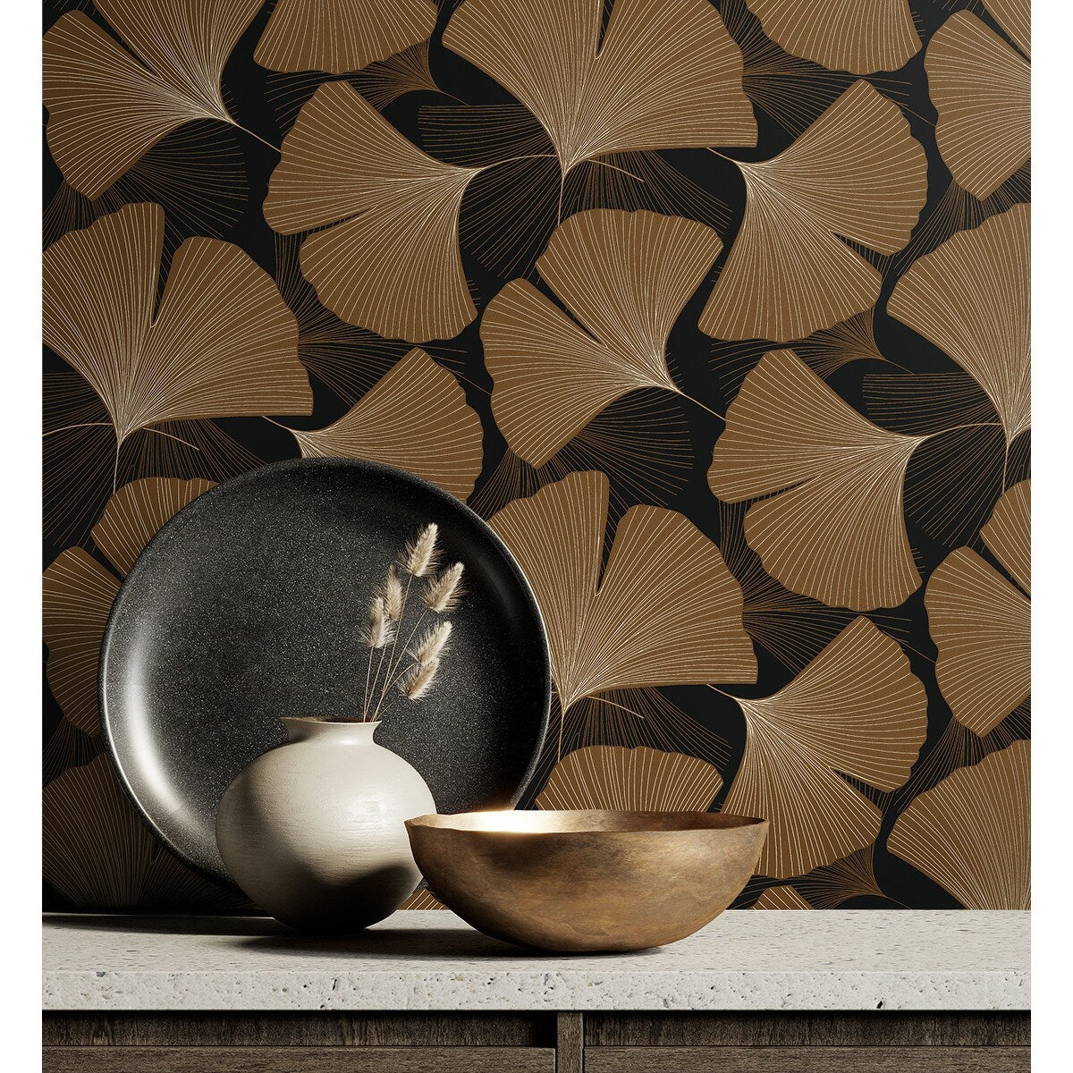 NextWall Tossed Ginkgo Leaf Peel and Stick Wallpaper