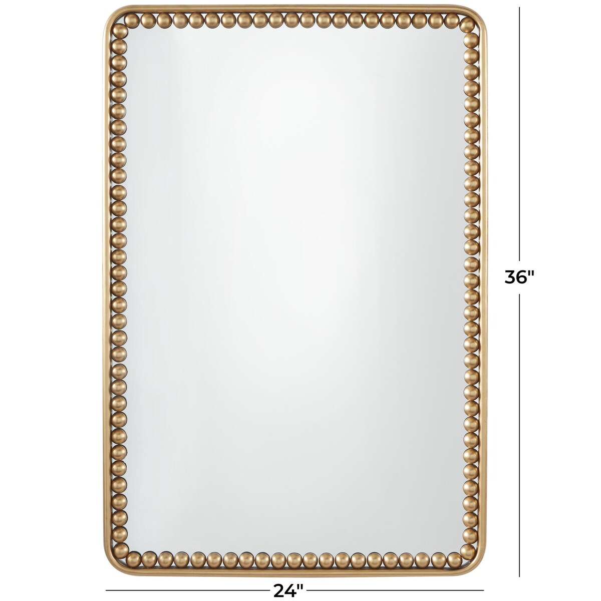 Metal Room Wall Mirror with Beaded Detailing - Gold - Roche River Decor