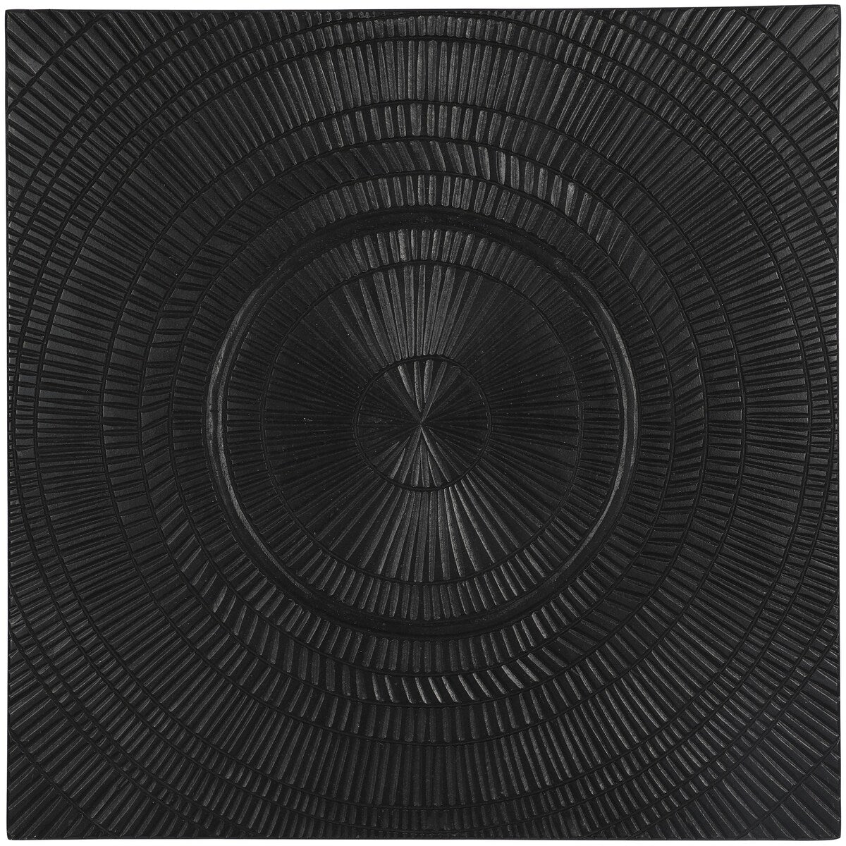 Wood Geometric Handmade Intricately Carved Radial Home Wall Decor - Black - Roche River Decor