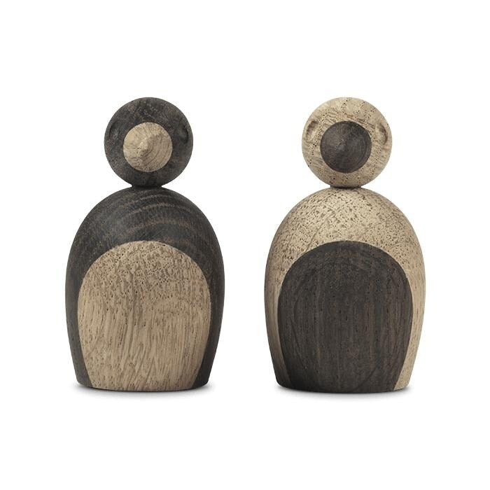 Kay Bojesen Pair Of Sparrows, Oak/Smoked Oak - H: 2.2