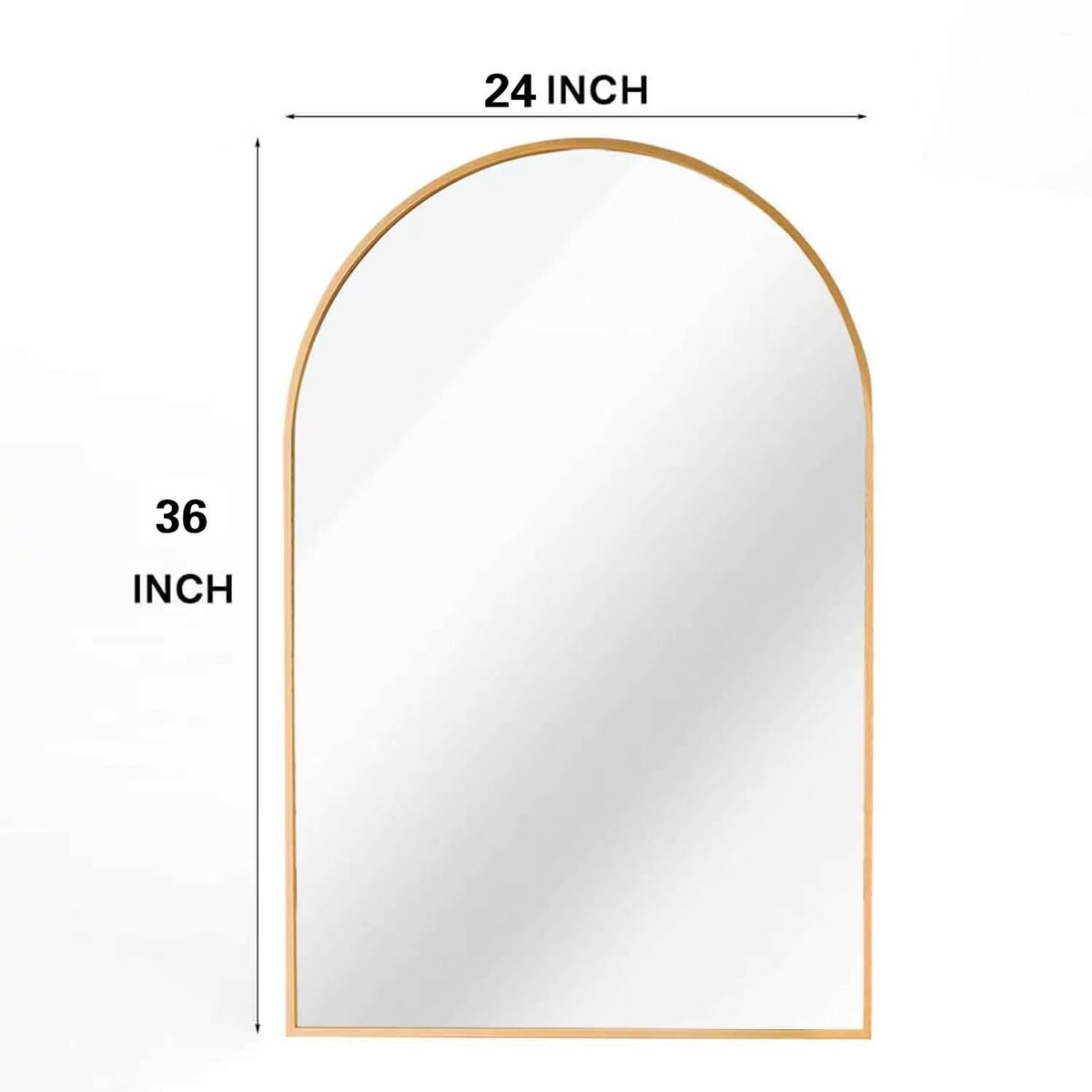 Modern Arched-Top Wall Mirror, Metal Framed Wall Mount Bathroom HD Vanity Mirror