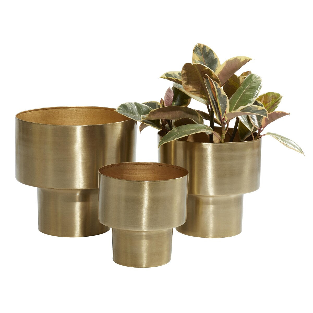 Metal Brushed Indoor Outdoor Planter - Set of 3 Gold - Roche River Decor