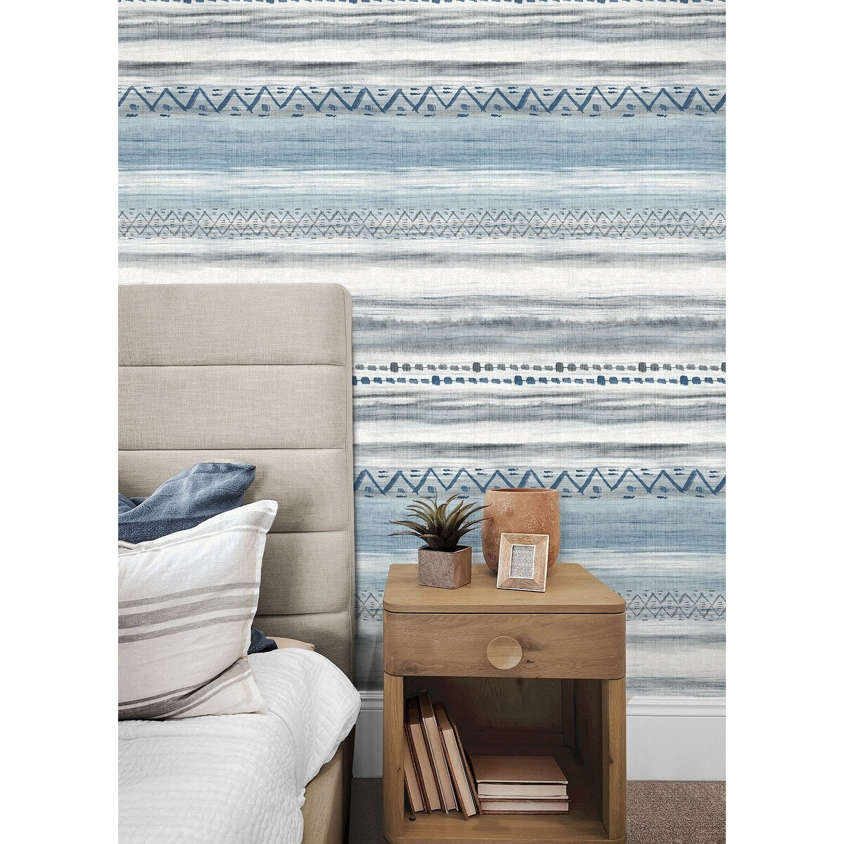 Seabrook Designs Trevino Tribal Stripes Unpasted Wallpaper