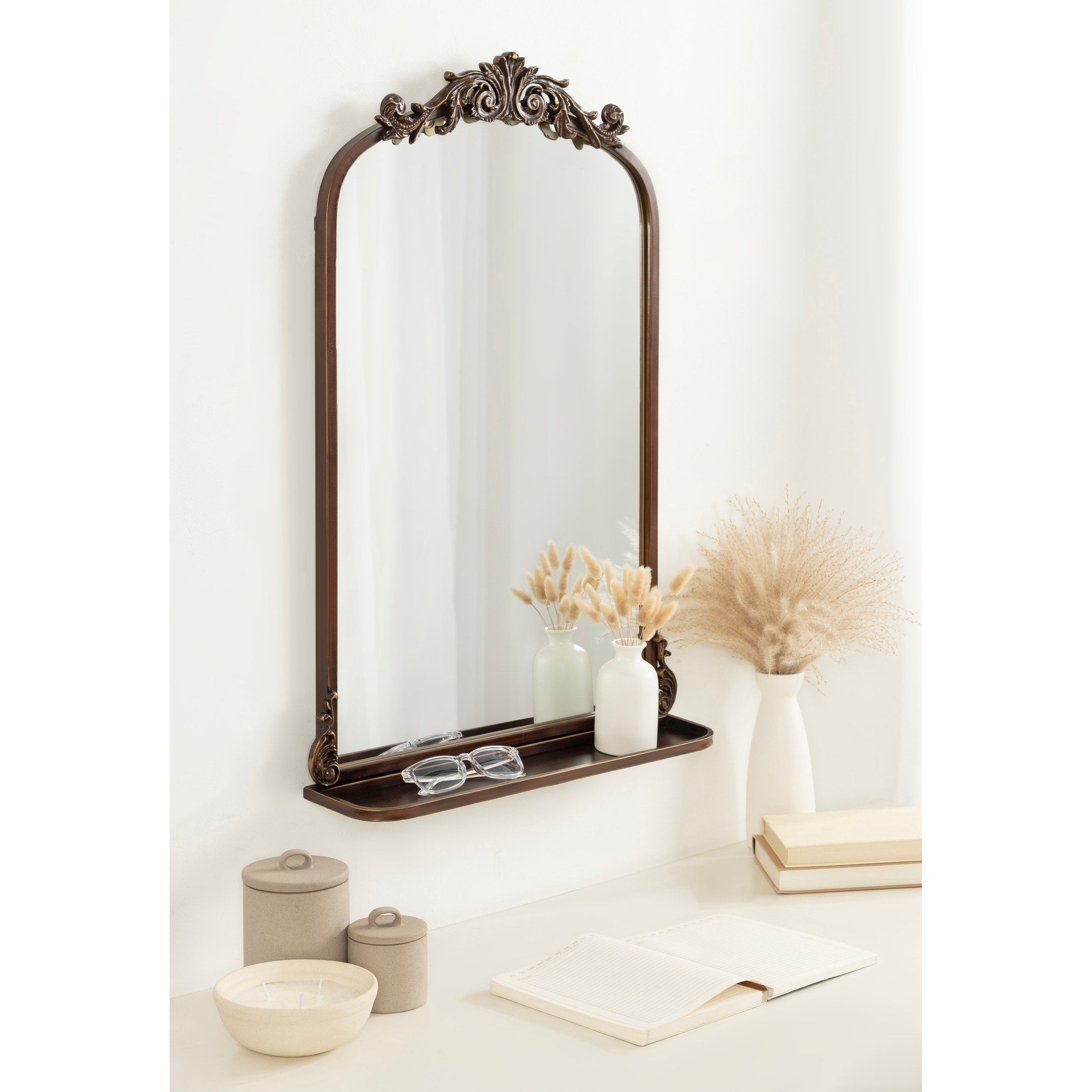 Kate and Laurel Arendahl Traditional Arch Mirror with Shelf