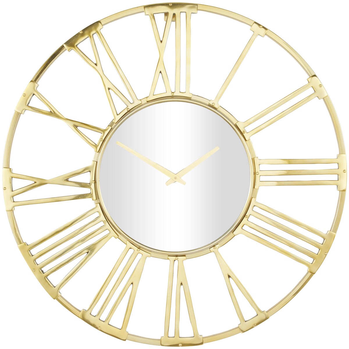 Aluminum Metal Geometric Open Frame Decorative Wall Clock with Glass Center - Silver or Gold - Roche River Decor