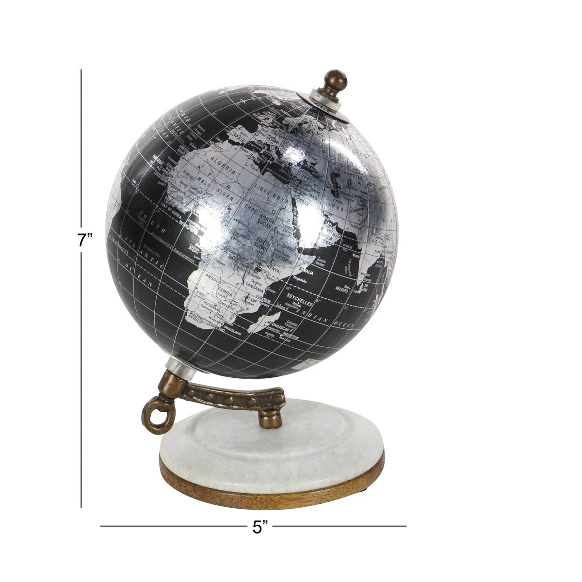 Plastic Globe with Marble Base - Black - Roche River Decor