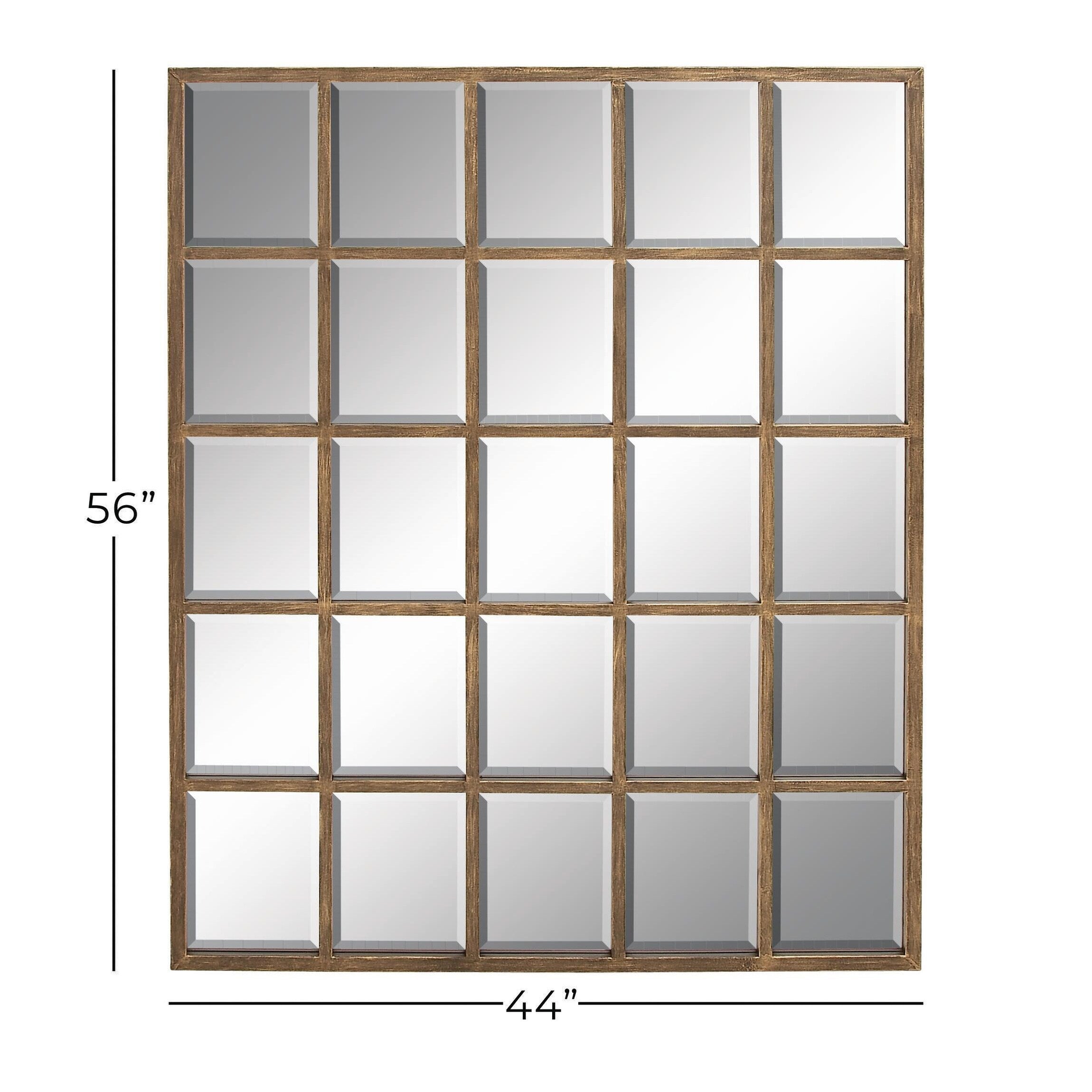 Metal Window Pane Inspired Grid Room Wall Mirror - Copper, Brown, Black - Roche River Decor