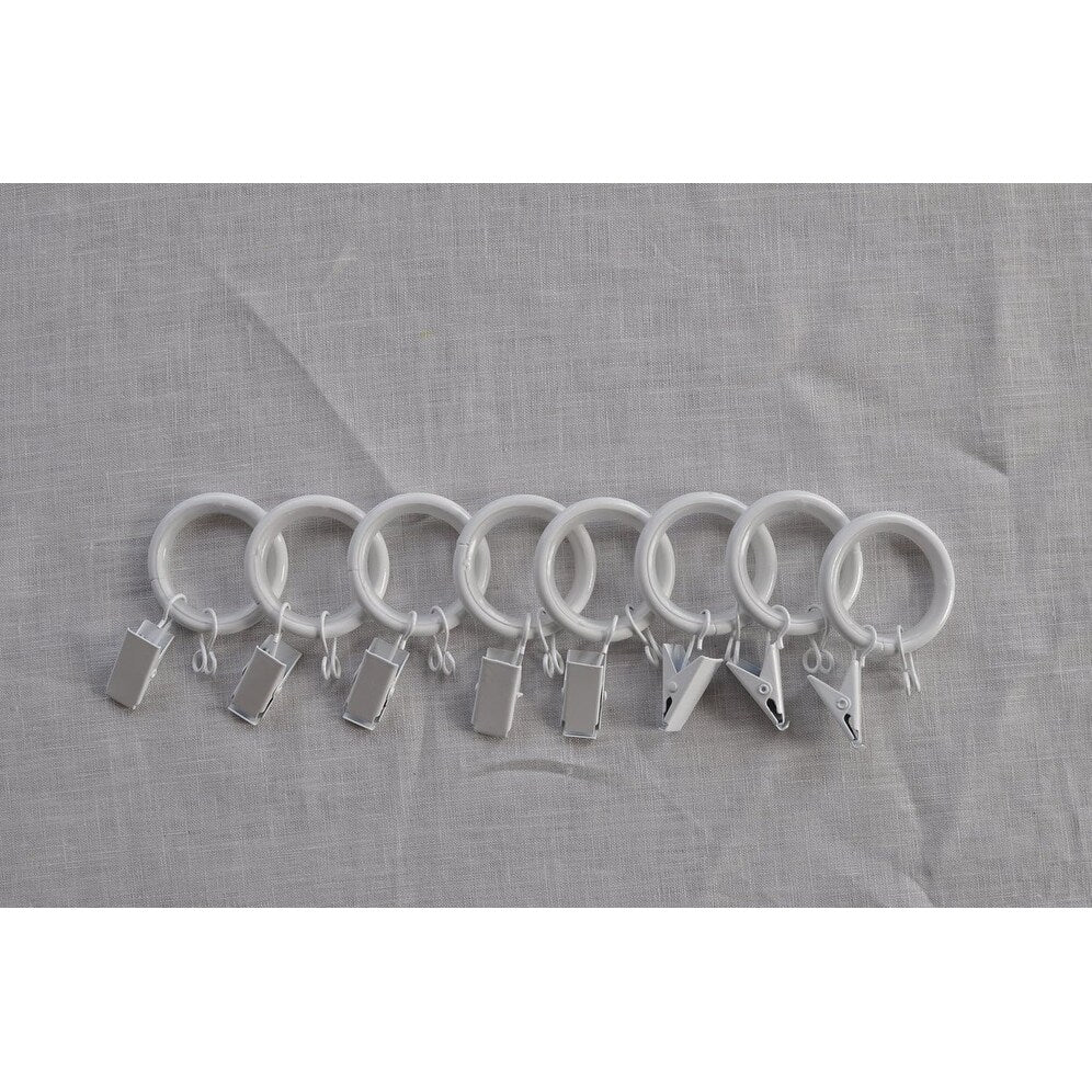 1-inch Metal Curtain Drapery Rings with Clips, Eyelets and Nylon Inserts Quiet Smooth (Set of 8)