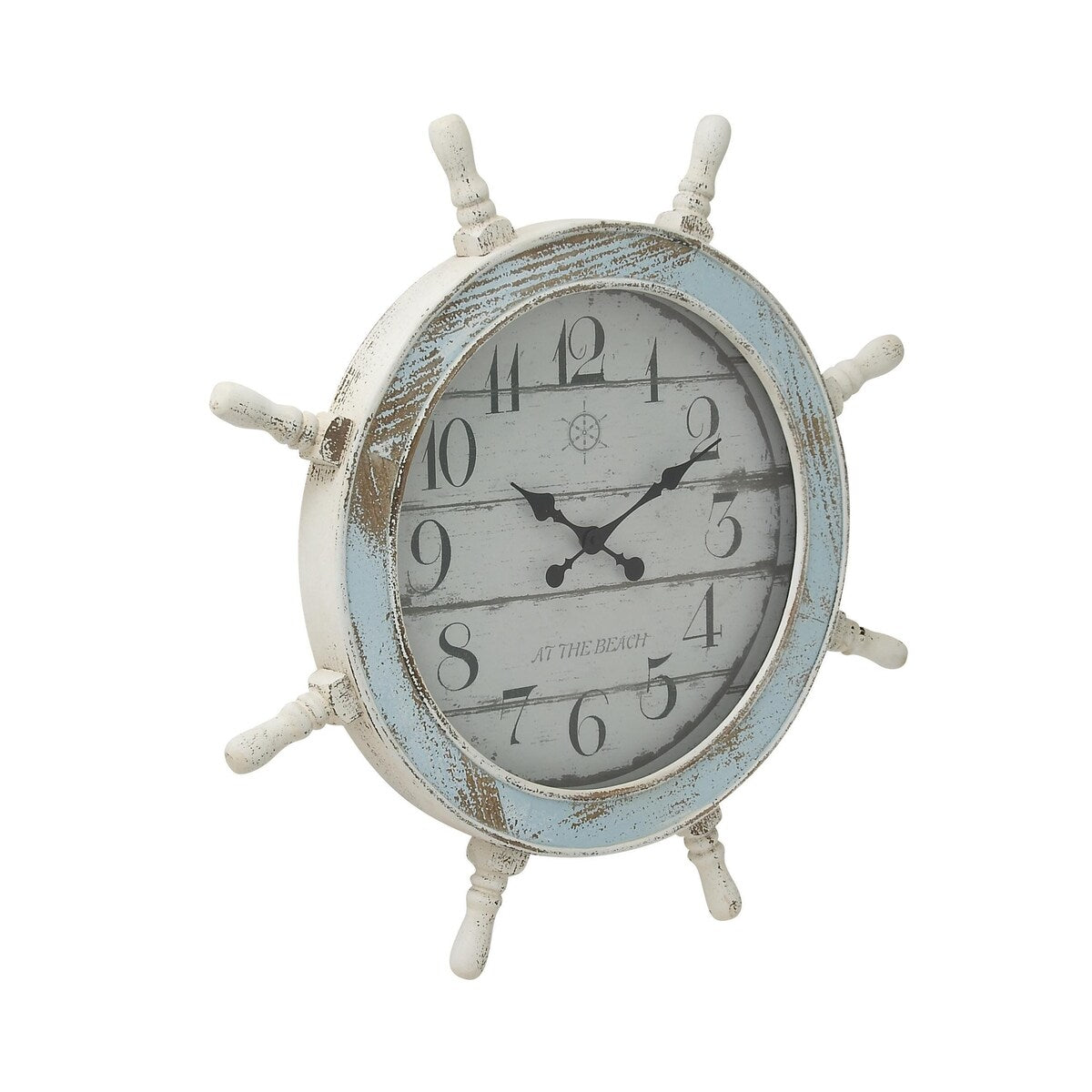 Wood Sail Boat Ship Wheel Decorative Wall Clock - Blue - Roche River Decor