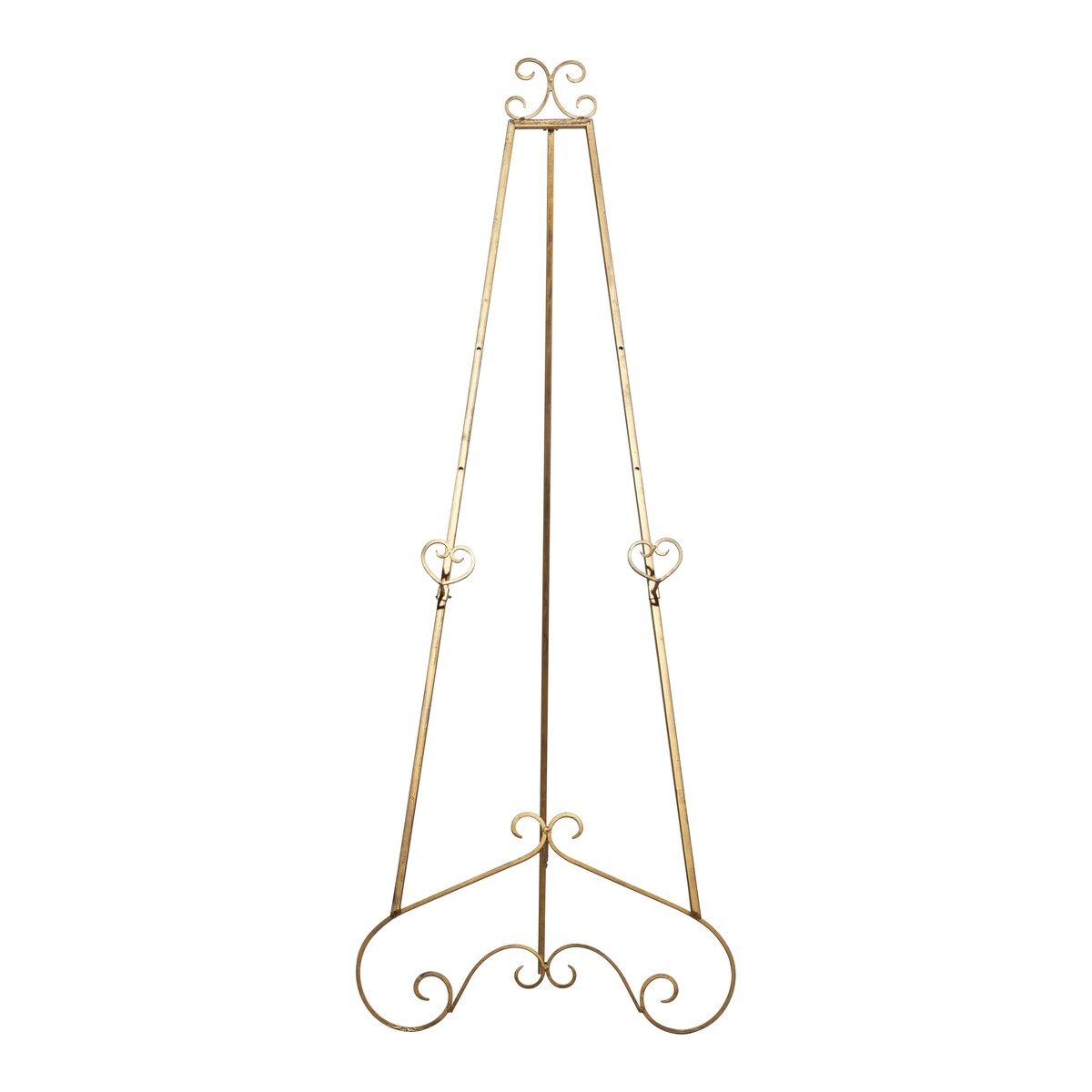 Metal Scroll Adjustable 3 Tier Display Easel with Chain Support - Gold - Roche River Decor