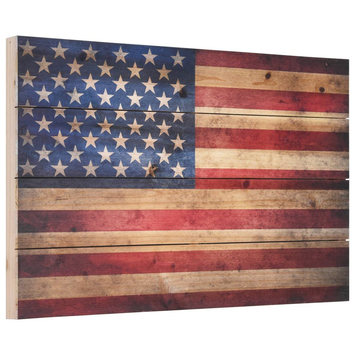 American Flag Solid Fir Wood Plank Wall Art