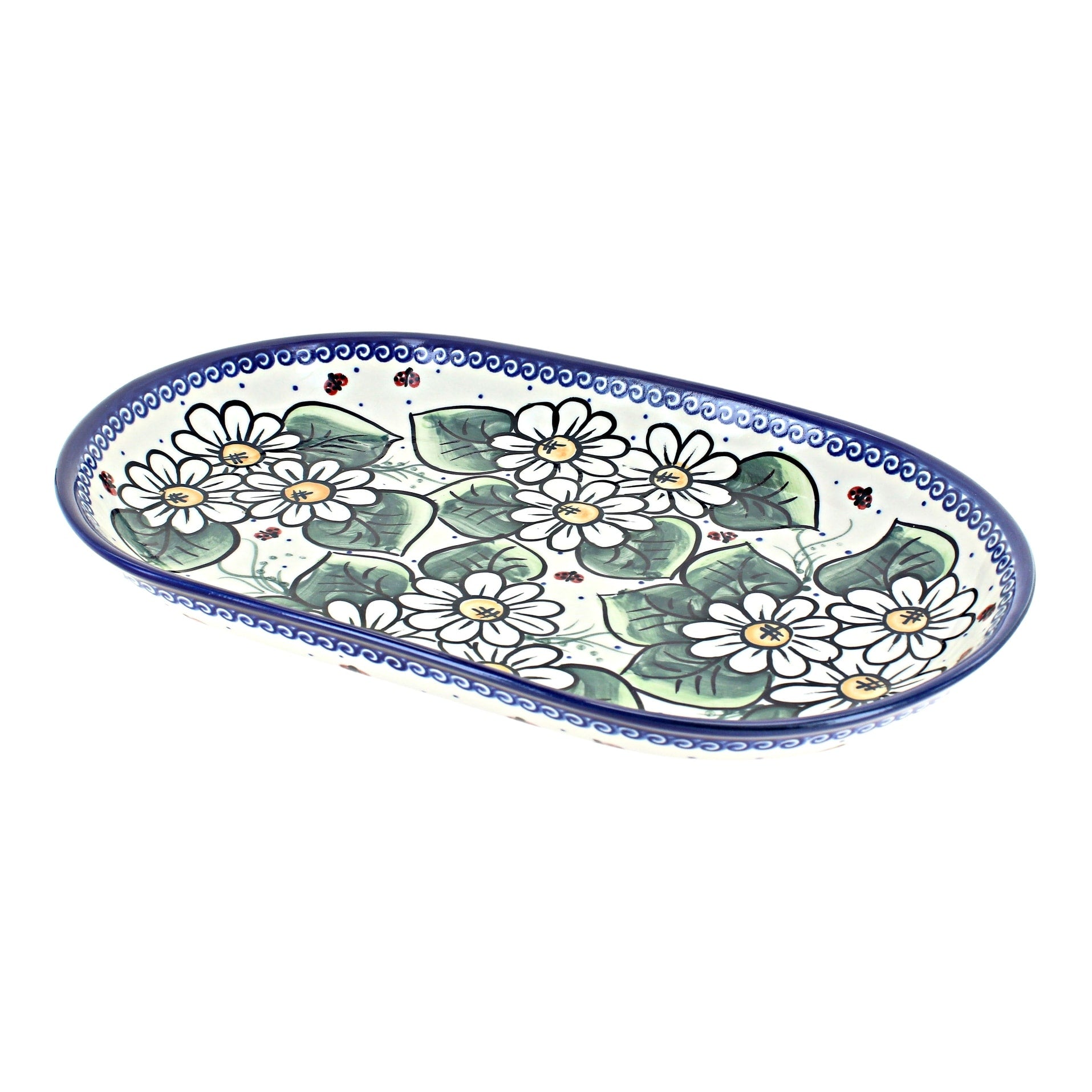 Blue Rose Polish Pottery 116 Vena Large Oval Serving Dish