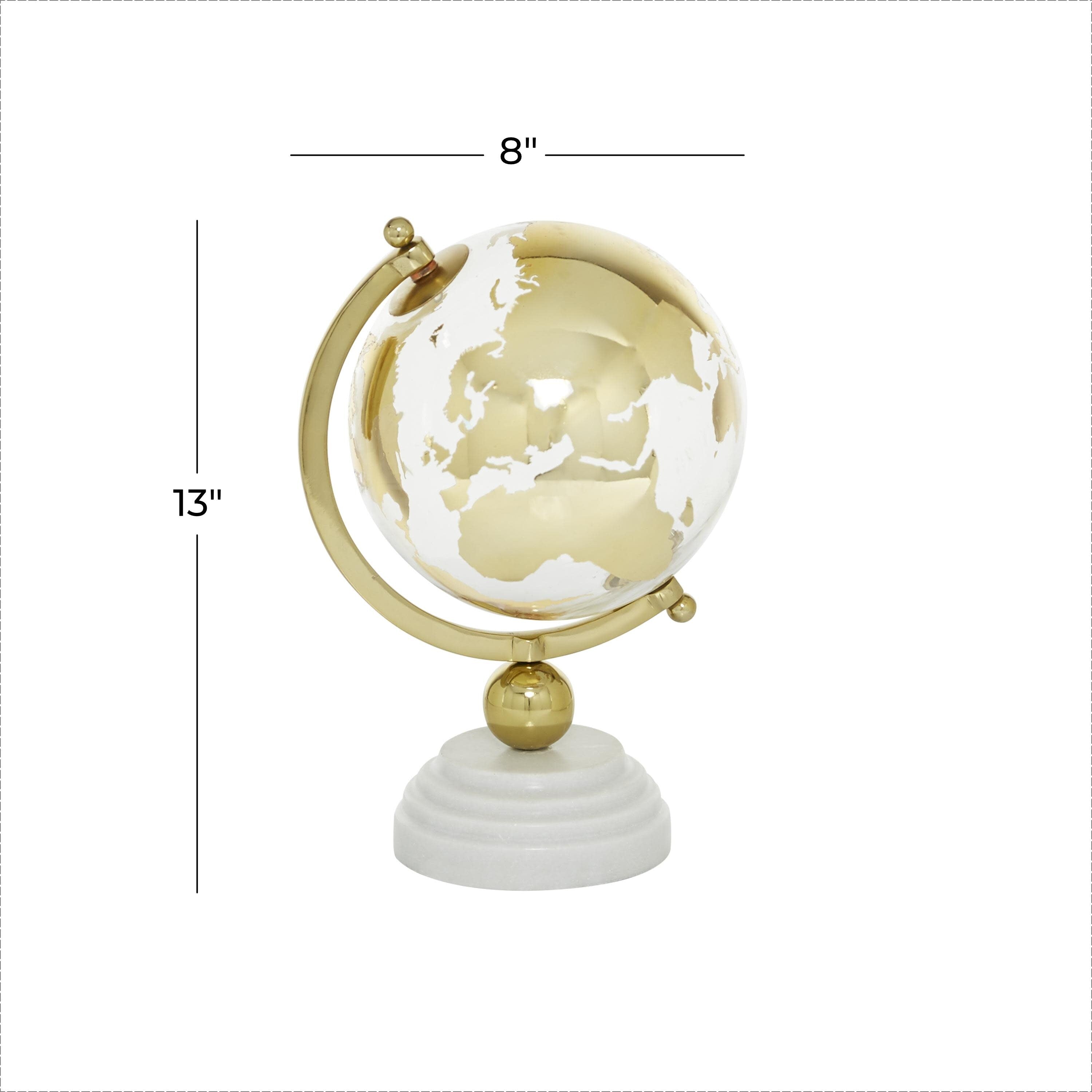 Marble Globe with Marble Base and Black, Tiered or White Base - Silver or Gold - Roche River Decor