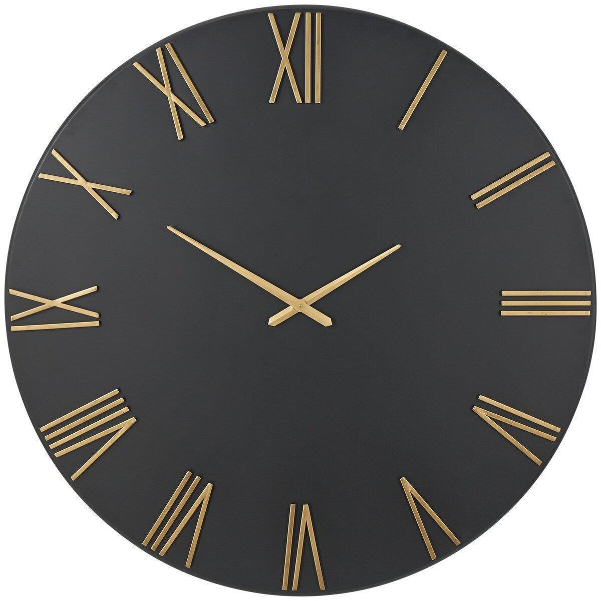 Metal Decorative Wall Clock with Gold Hands and Numbers - Black or White - Roche River Decor