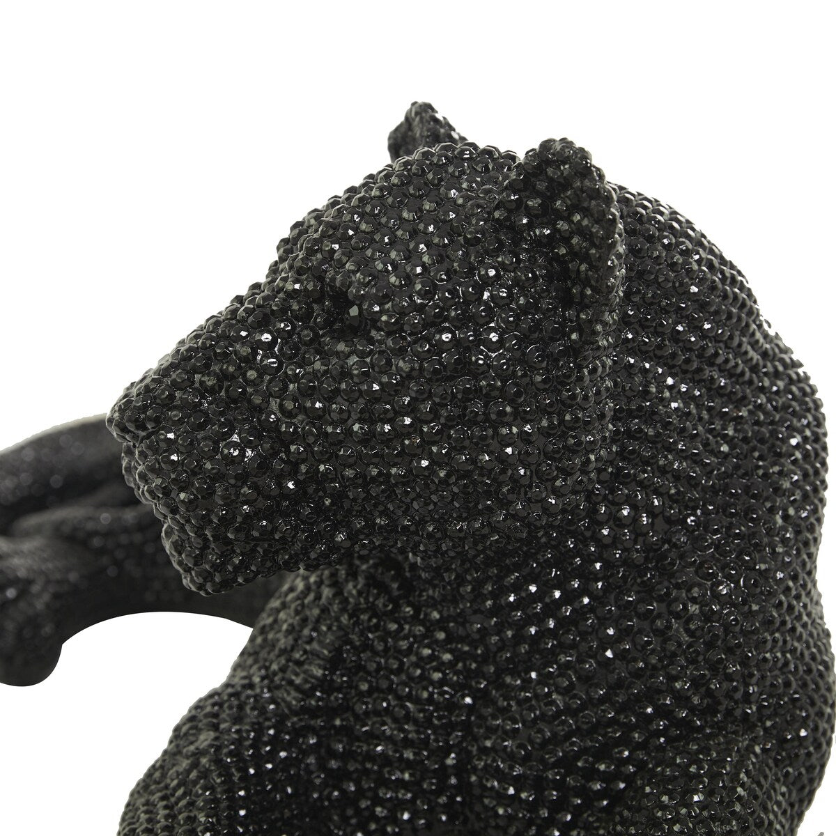 Polystone Leopard Decorative Sculpture with Carved Faceted Diamond Exterior - Black, White, Gold or Silver - Roche River Decor