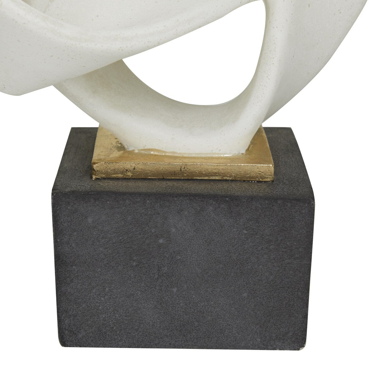 Polystone Abstract Decorative Sculpture with Black Base - White - Roche River Decor