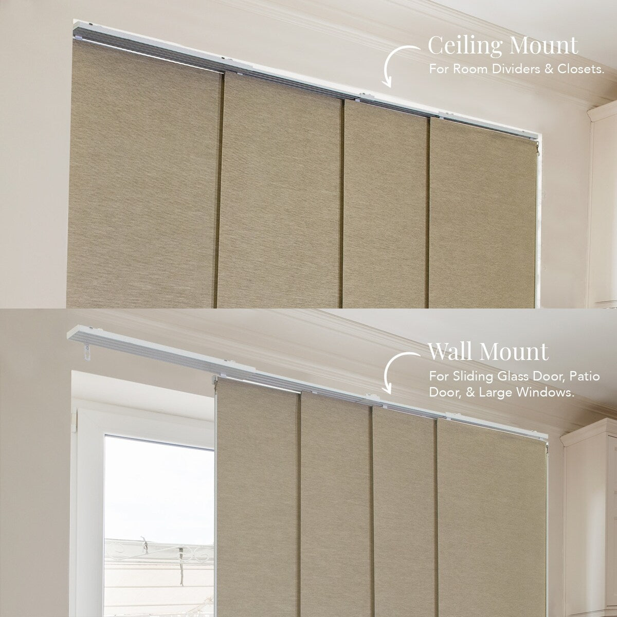 CHICOLOGY Adjustable Sliding Panels, 4-Rail Track, Vertical Blinds, Pation Door Curtain, Room Divider