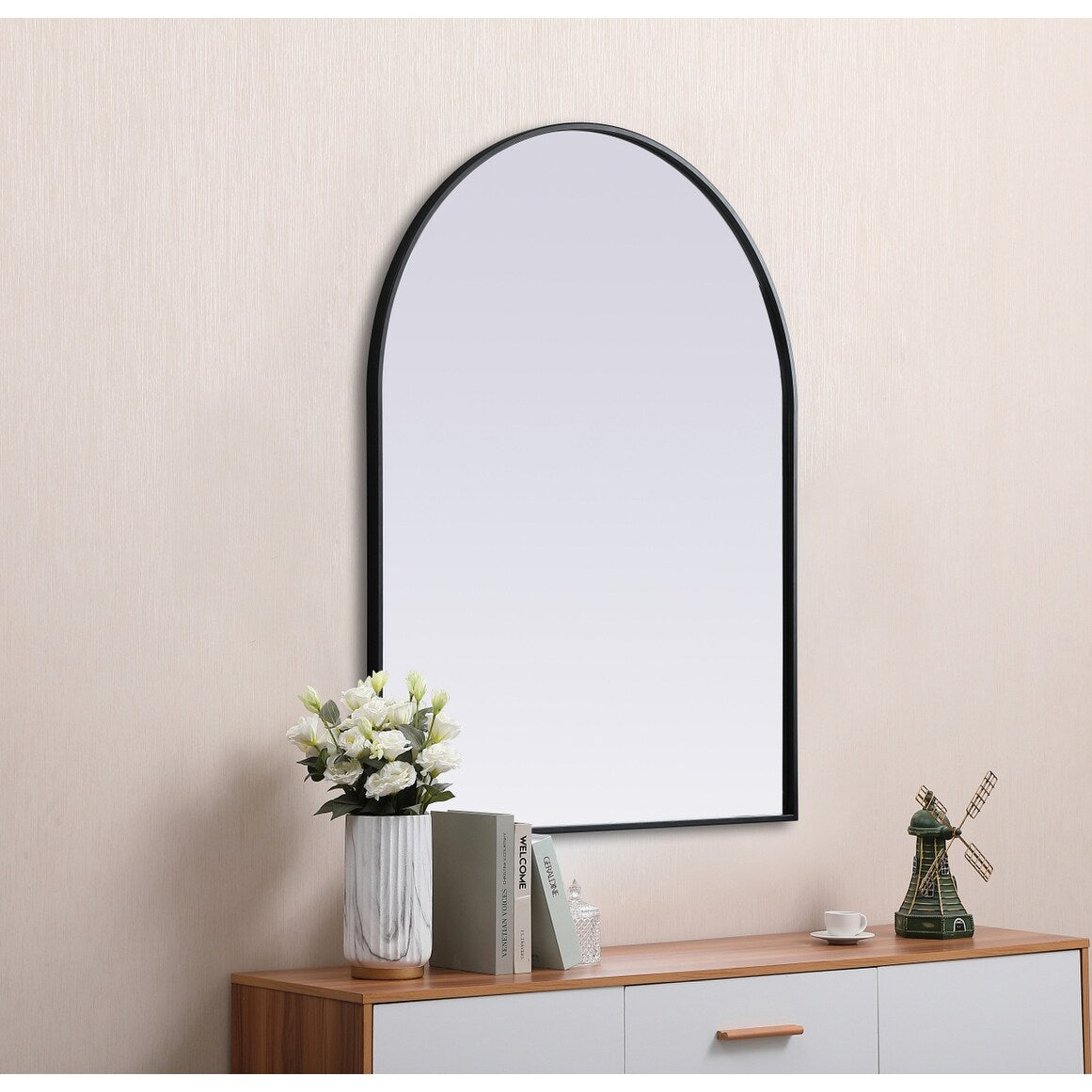 Indigo Home Metal Frame Arch Mirror 33x42 Inch