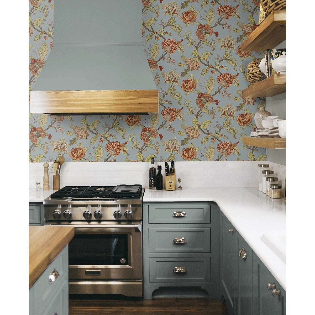 NextWall Kianna Jacobean Peel and Stick Wallpaper