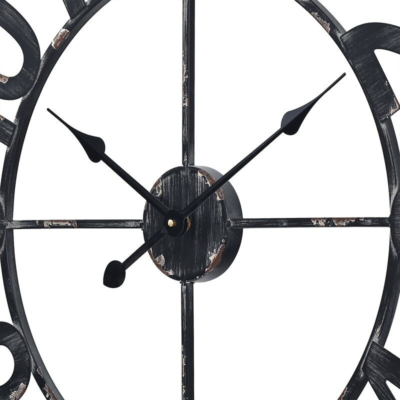 Utopia Alley Manhattan Industrial Wall Clock - Large Wall Clock, Iron Wall Decor, Metal Wall Clock Black, 30 & 43.5