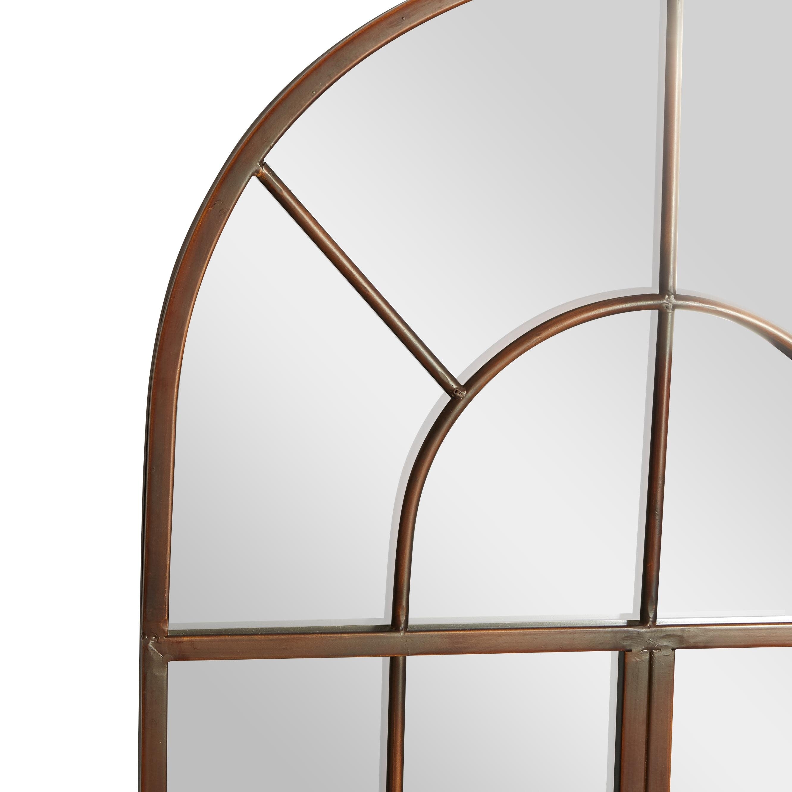 Metal Window Pane Inspired Grid Room Wall Mirror - Copper, Brown, Black - Roche River Decor