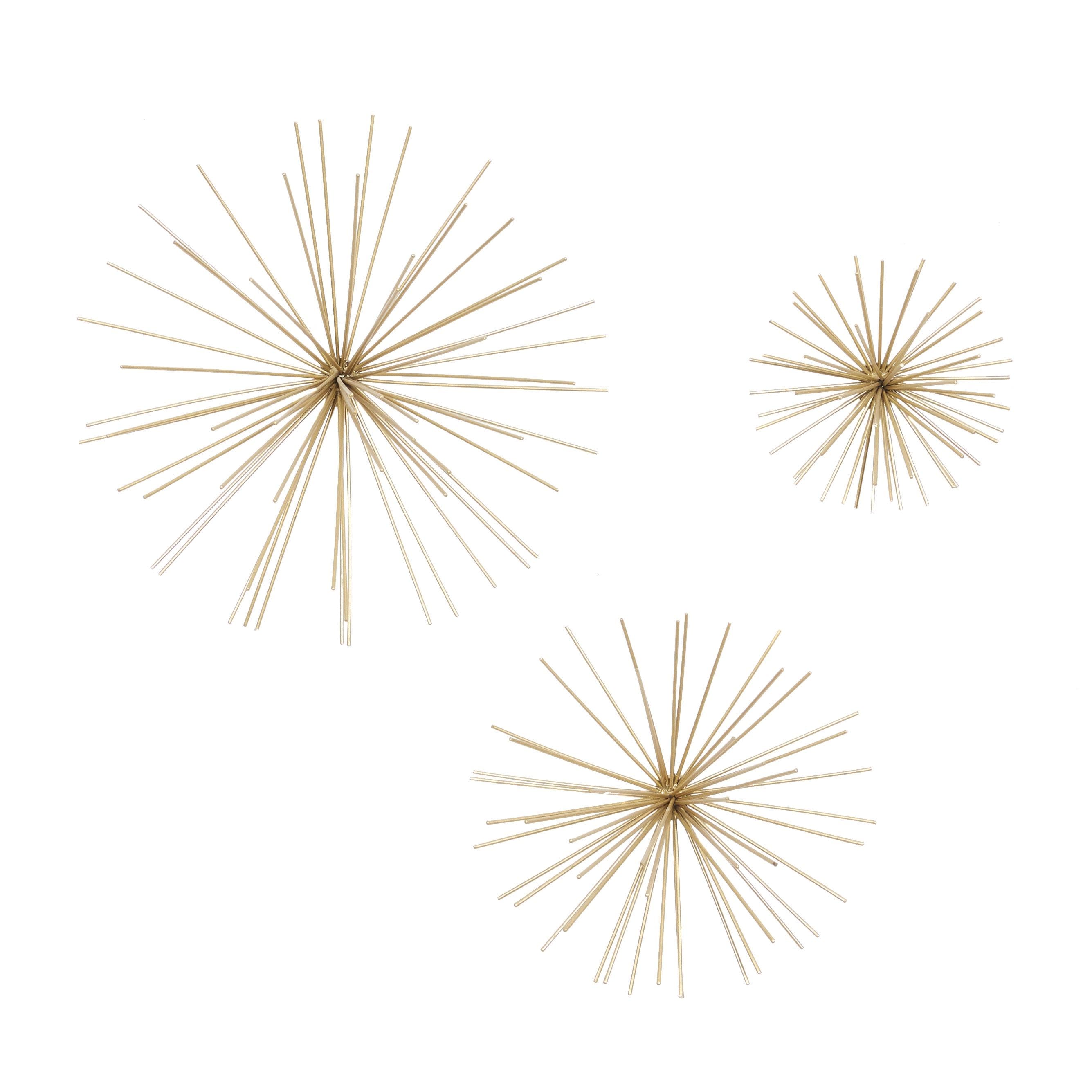 Metal Starburst 3D Home Wall Decor - Set of 3 Gold or Silver - CosmoLiving by Cosmopolitan