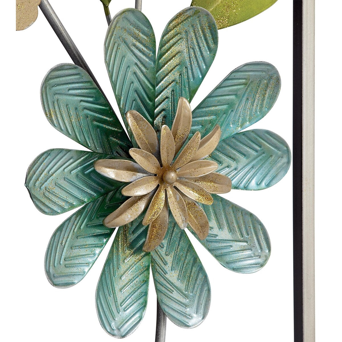 Metal Floral Home Wall Decor with Silver Frame - Set of 2 Green - Roche River Decor