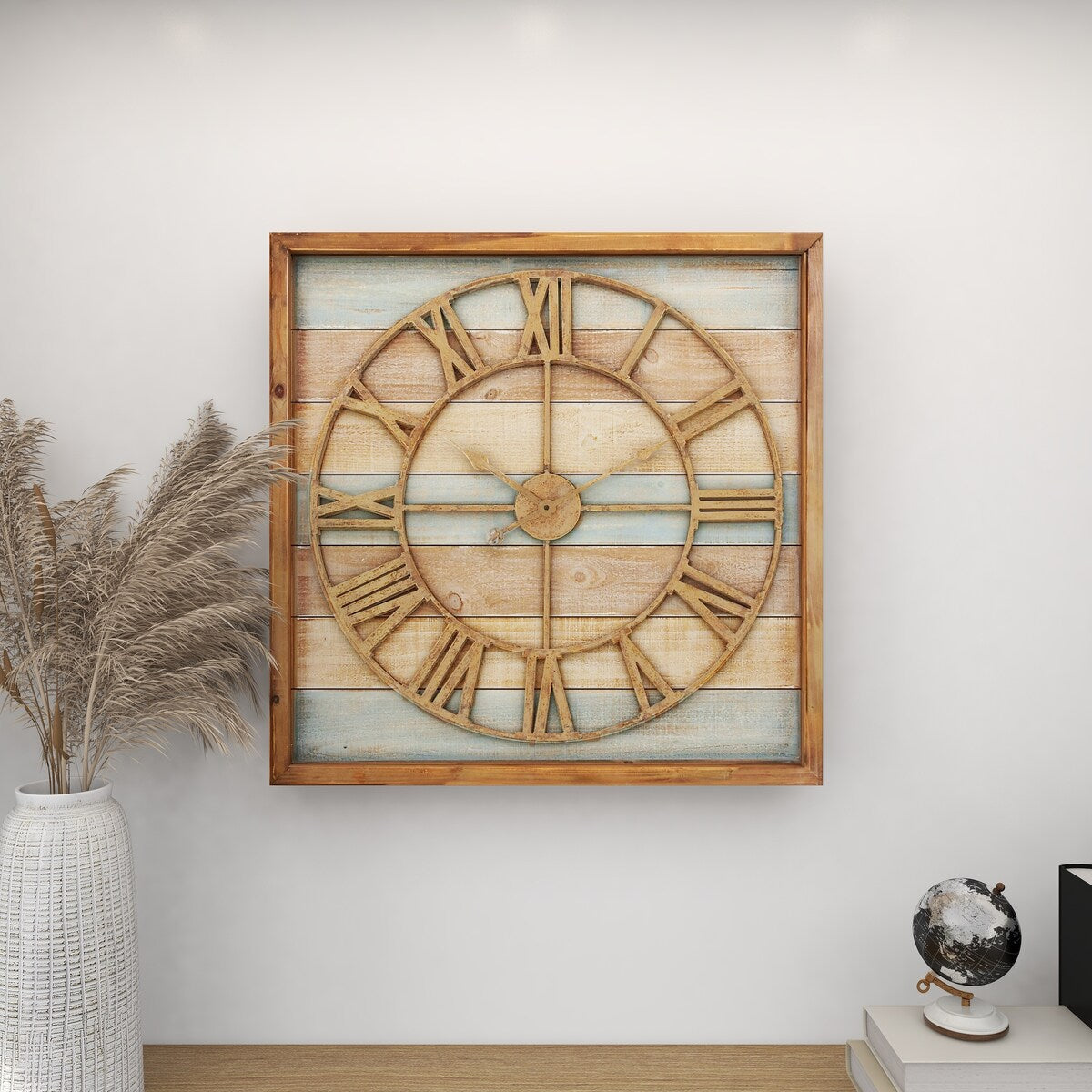 Metal Decorative Wall Clock - Brown - Roche River Decor