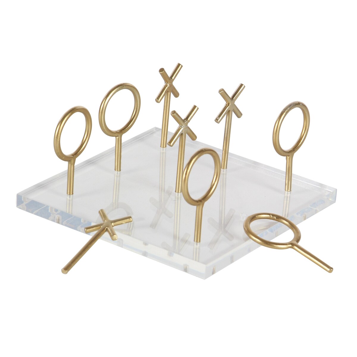 Acrylic Plastic Tic Tac Toe Game Set with Gold Stick Pieces - Gold - CosmoLiving by Cosmopolitan