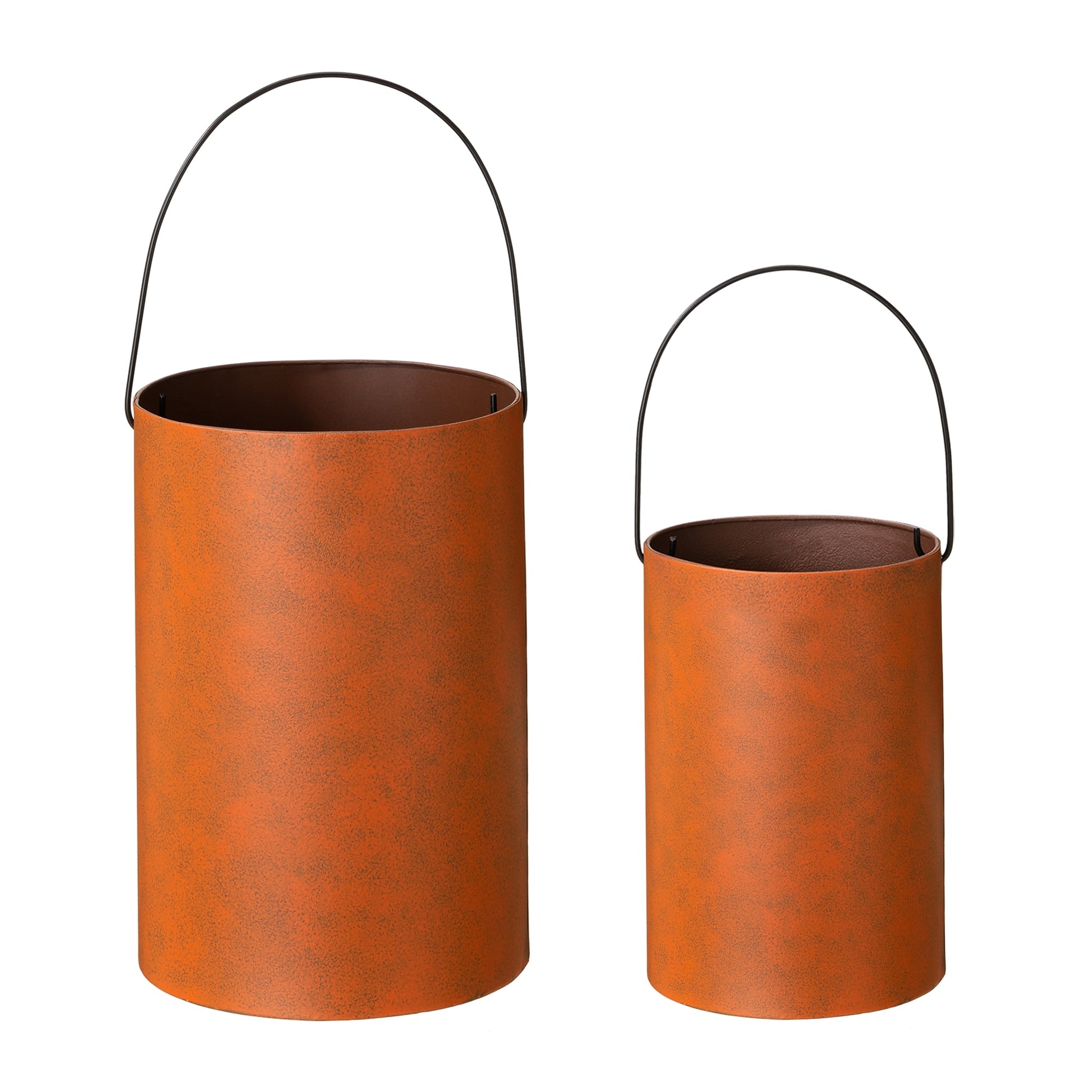 Glitzhome Set of 2 Halloween Metal Bucket Lanterns