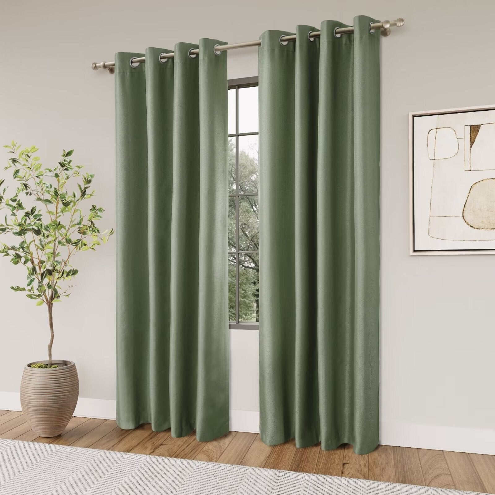 Textured Grid 100% Blackout Grommet Curtain Pair(2 Panels)