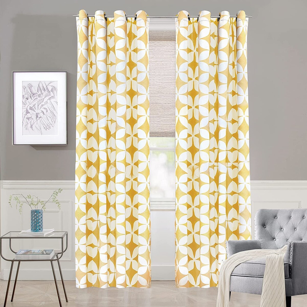 DriftAway Amelia Geo Thermal Insulated Blackout Curtain Panel Pair