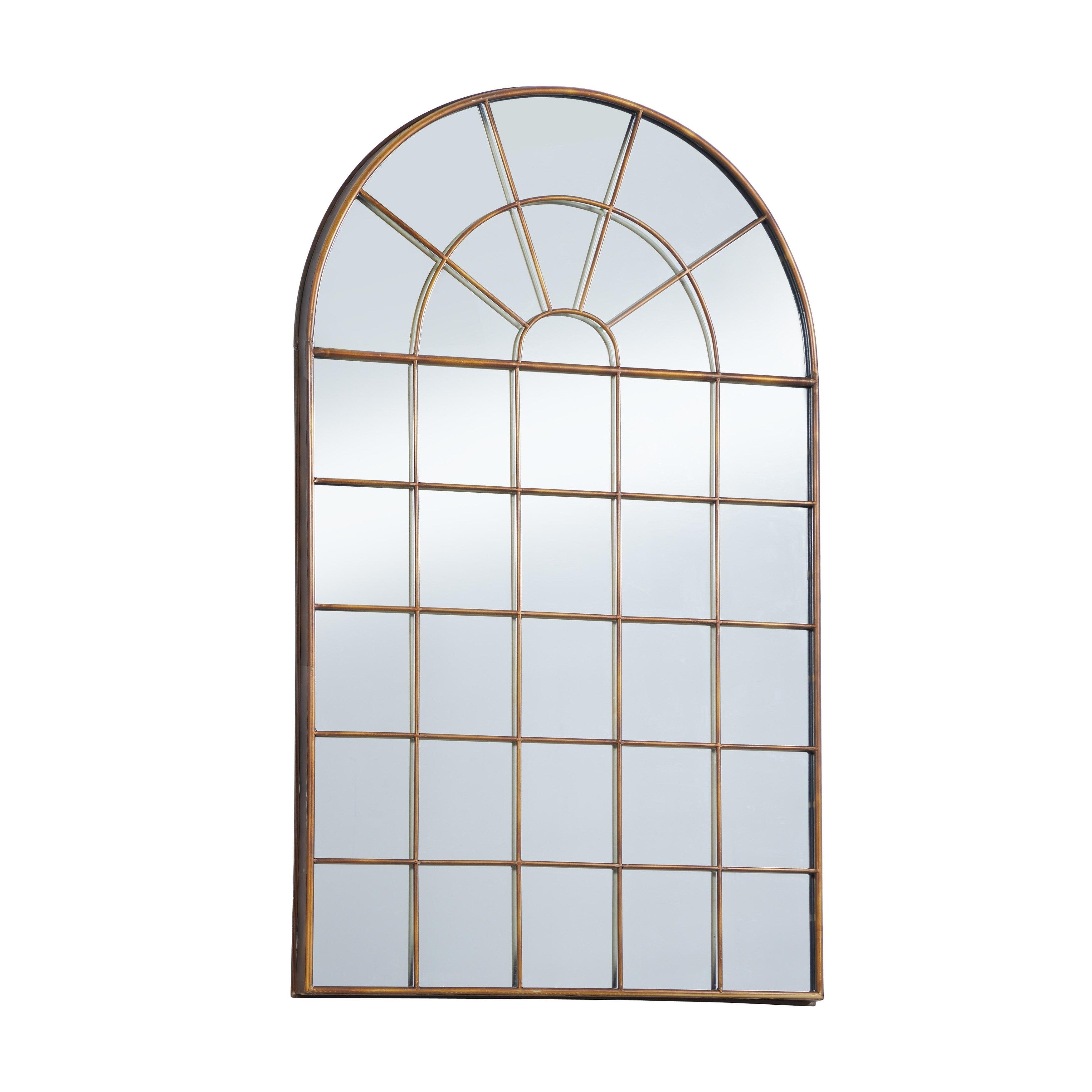 Metal Window Pane Inspired Grid Room Wall Mirror - Copper, Brown, Black - Roche River Decor